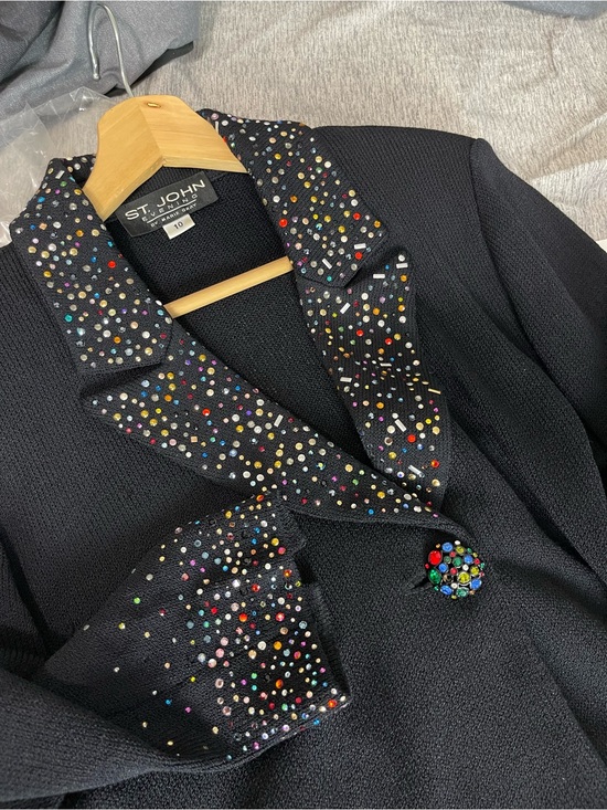 St. John Jackets & Blazers - St John evening knit rhinestones embellished 2 pic set suit size 10